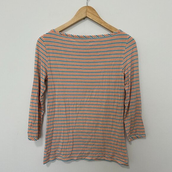 Theory Orange & Blue Striped Top Size Medium - Picture 4 of 4